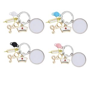 Blank Sublimation Picture Frame Medical Tool Keyring Custom Mask Stethoscope Syringe Nurse Cap Key Chain