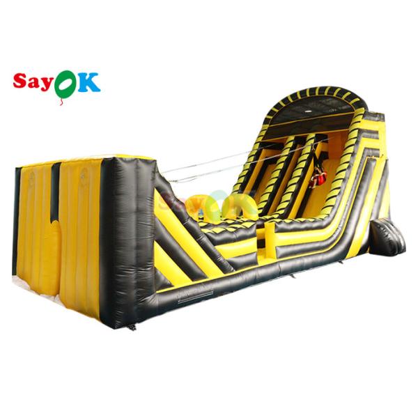 Надувные сухие слайды коммерческие волнные канатоходные игры Надувные слайды Zip Line Комбо Печать логотипов