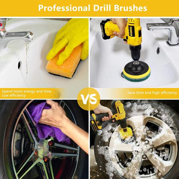8pcs Drill Cleaning Brush Set Scrubber 3.5in Cleaning Bathroom