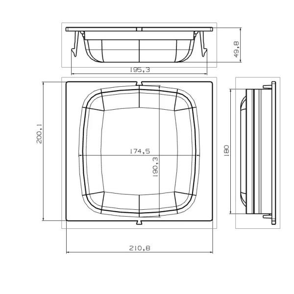 Четырехугольные чашки для пробивания изолируют 210.8x200.1 мм для промежуточного пробивания кармана