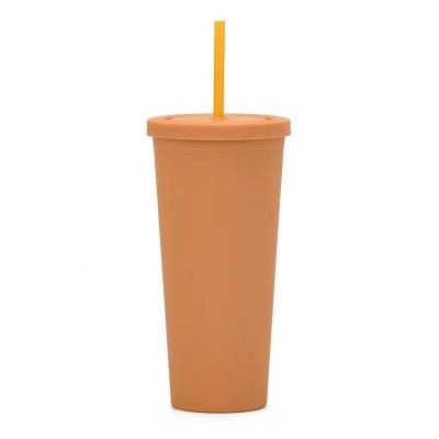 450ml 650ml 22oz Plastic Travel Tumbler With Straw And Lid 6 Vibrant Colors Reusable Plastic Coffee Tumbler Eco Friendly Customized Acceptable