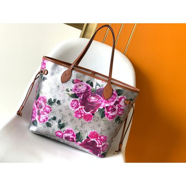 Argent floral Louis Vuitton Large Never Full M21352 de modèle