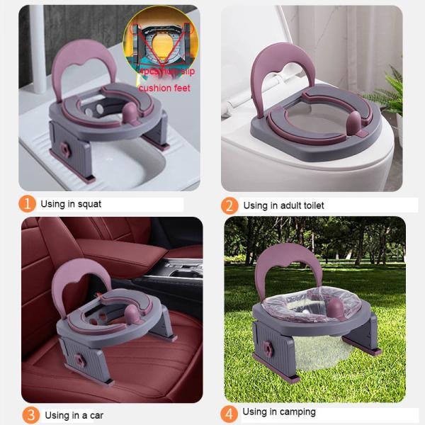 Black Kids Portable Baby Potty Training Toilet for Outdoor Camping Car Travelling