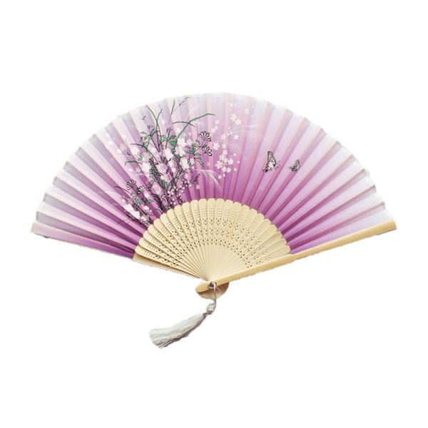 [I AM YOUR FANS] Chinese Flower Pattern Art Craft Gift Folding Fan Party Dance Ancient Style Clothing Hand Fan
