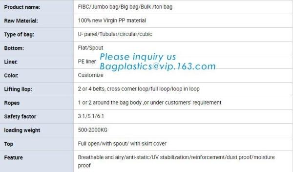 UV Protection Reusable 2000KG Jumbo Plastic Bags Large Capacity PP Woven Big BULK Bags BAGEASE.CN