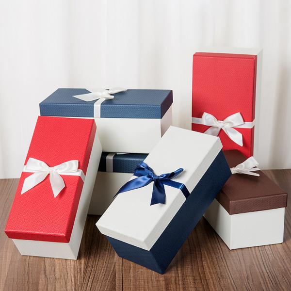 Заказ на заказ Пустой картонный свадебный подарочный ящик с галстуком и лентой
