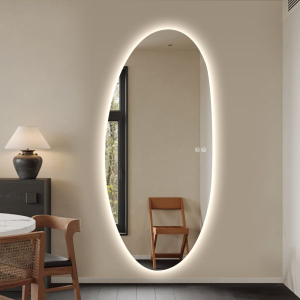 Minimalist Frameless Commercial Mirrors Irregular LED Mirror For Hotel Bathroom Bedroom Dressing Room