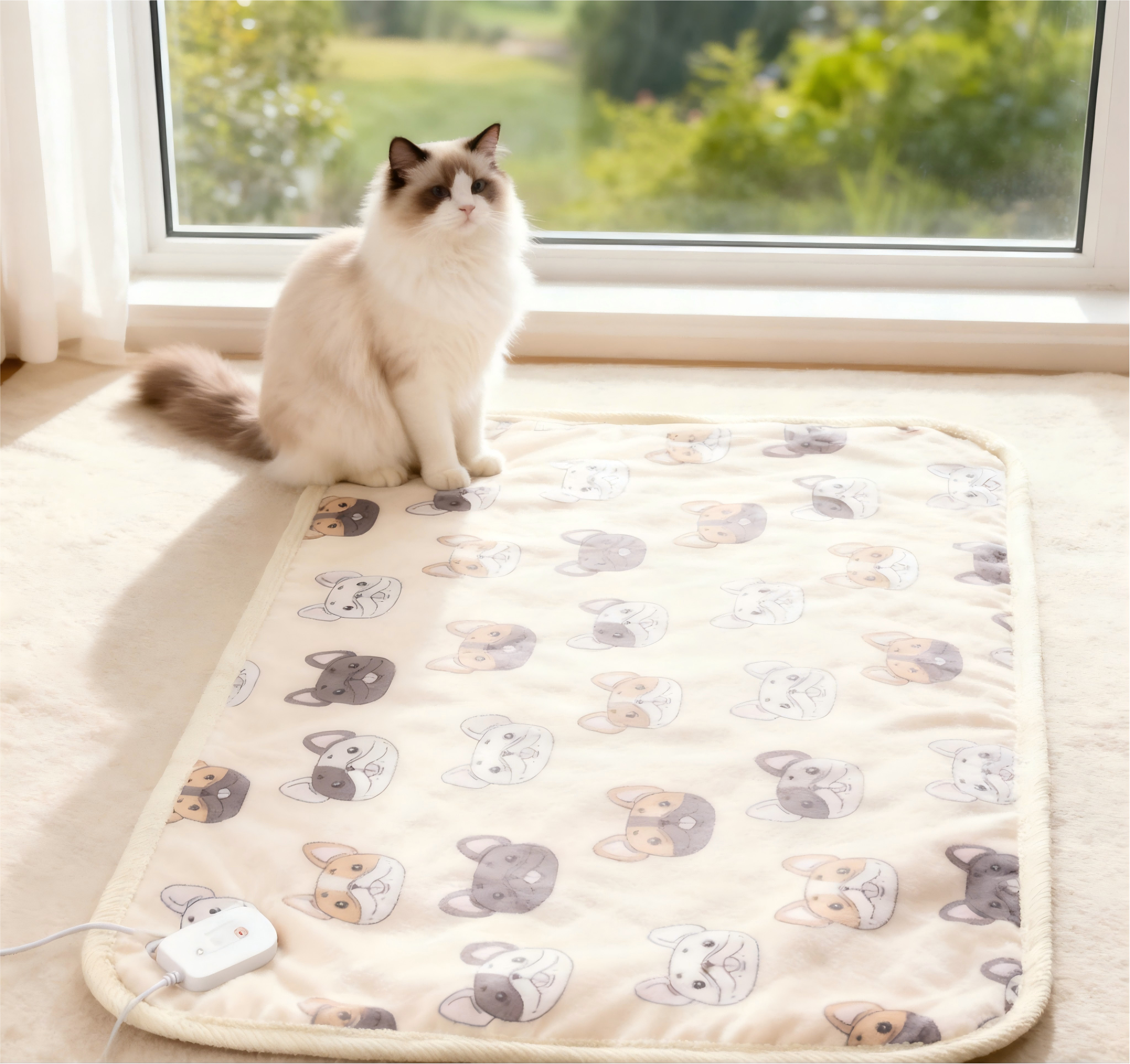 Smart Pet Heating Blanket with Temperature Control Removable Washable Comfortable for Cats