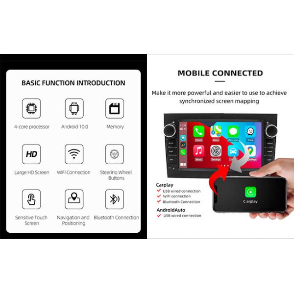 Universal Car Android Stereo 4*50W 7in Double Din Radio For Opel70S