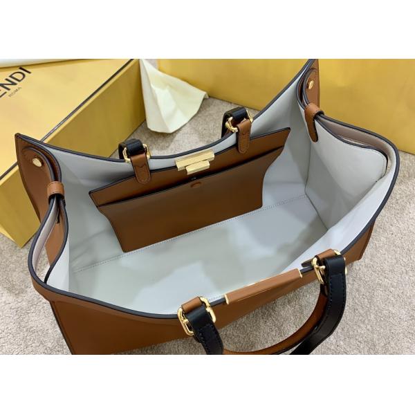 Peekaboo Brown 40cm Tote Shopper Bag Geninue Leather High Capicity