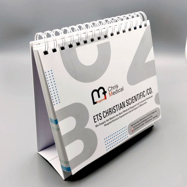 High Quality Customizable Double Spiral Wall and Desk Calendar Paper Material with Time Display Logo Printing for Use As a Table