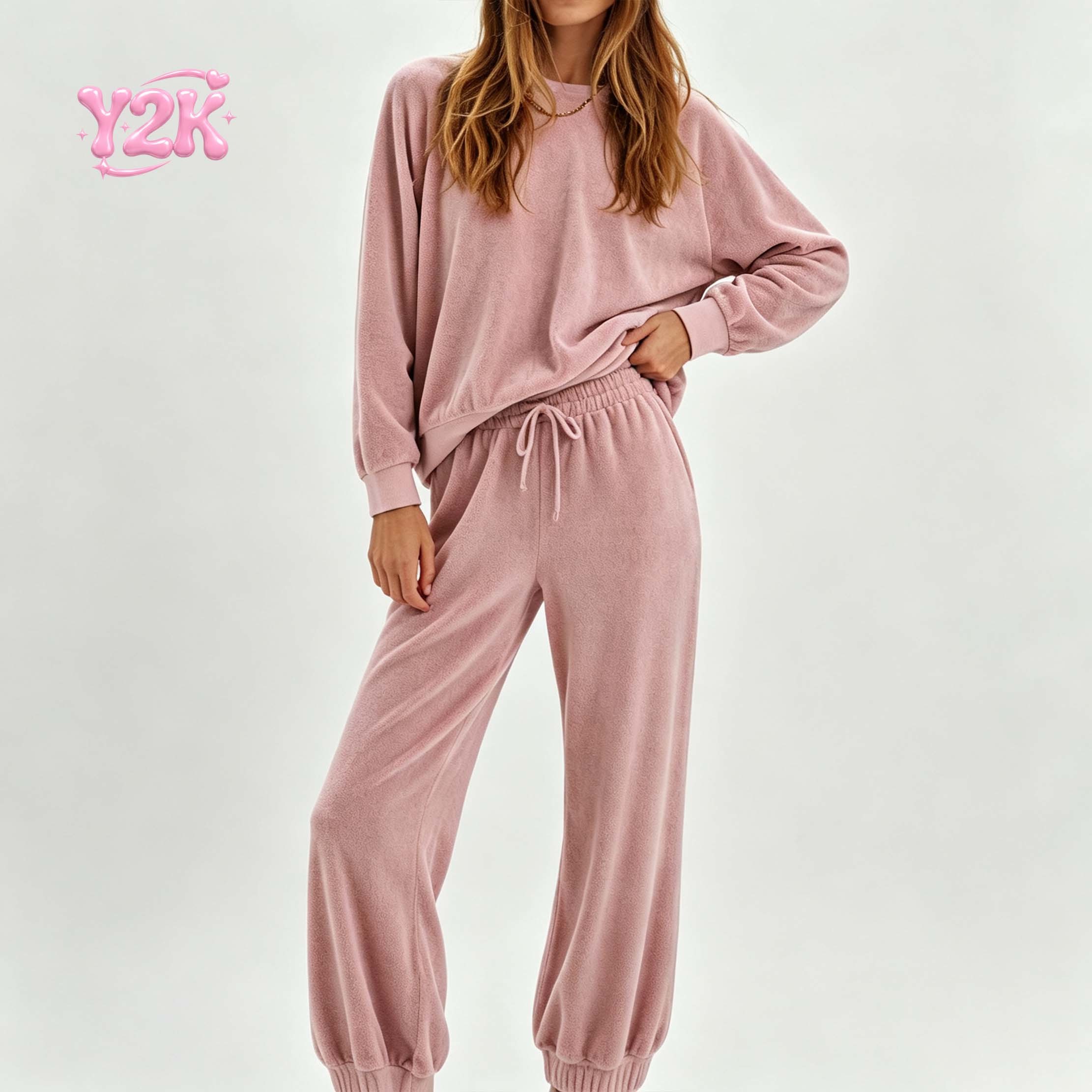 Custom Women's Terry Sweatshirt Jogger Pants Lounge Set