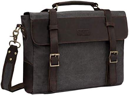 Messenger Bag for Men,Vintage Canvas Leather Canvas Laptop Satchel Shoulder Bag Business Briefcase