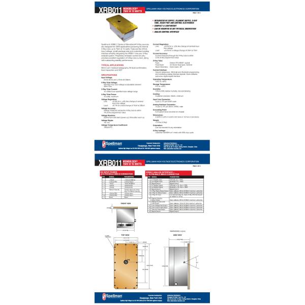 напряжение тока трубки оборудования серии x Рэй 24Vdc Spellman XRB011 регулируемое