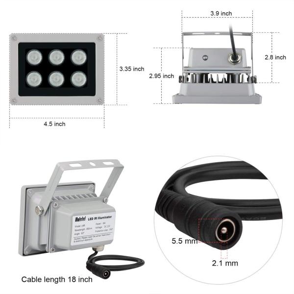 220V 850nm Infrared Wide Angle Surveillance Light 7200LM