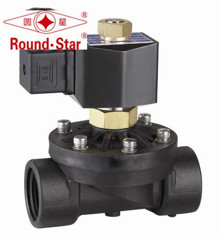 Black Directional Water Air Plastic Solenoid Valve , Corrosive Liquid Solenoid Valve 3/4＂