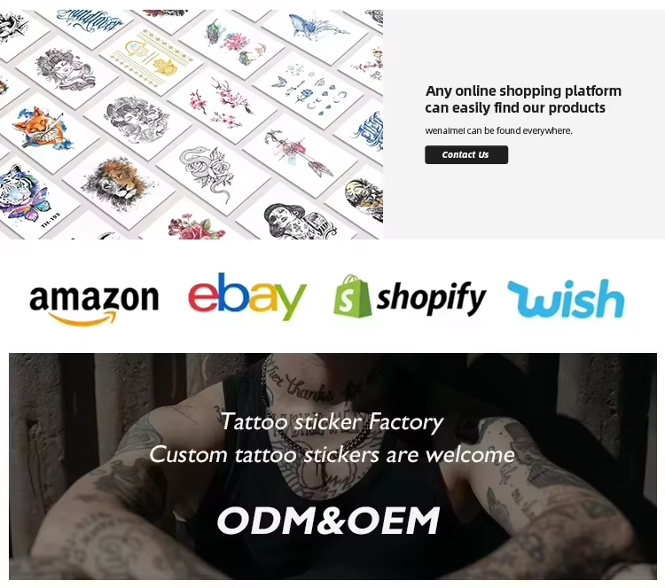 Temporary Tattoo Stickers Factory  Custom Design OEM/ODM Wholesale, Skin Safe, Free Sample