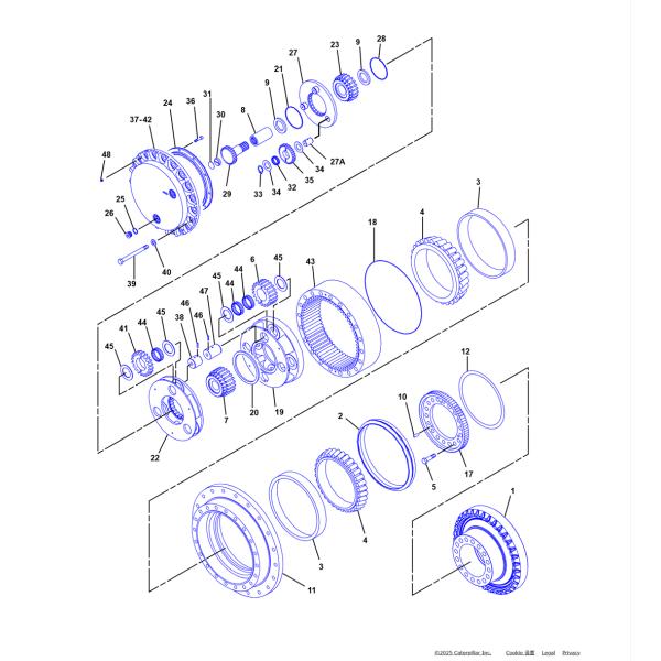 Excavateur lourd E374D Couverture de voyage 18 trous 136-2920 136-2927