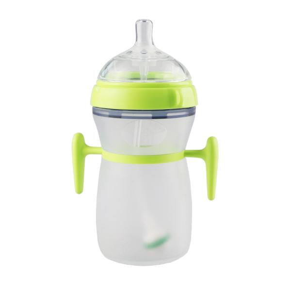 Latex Free 9oz Baby Silicone Feeding Bottle Silicone Infant Bottle Feeding With Handle Age 0-2 Years