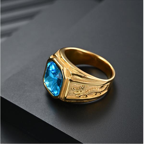 Hombres 316 Anillo de acero inoxidable Joyería Oro Color Revestido Tamaño personalizado