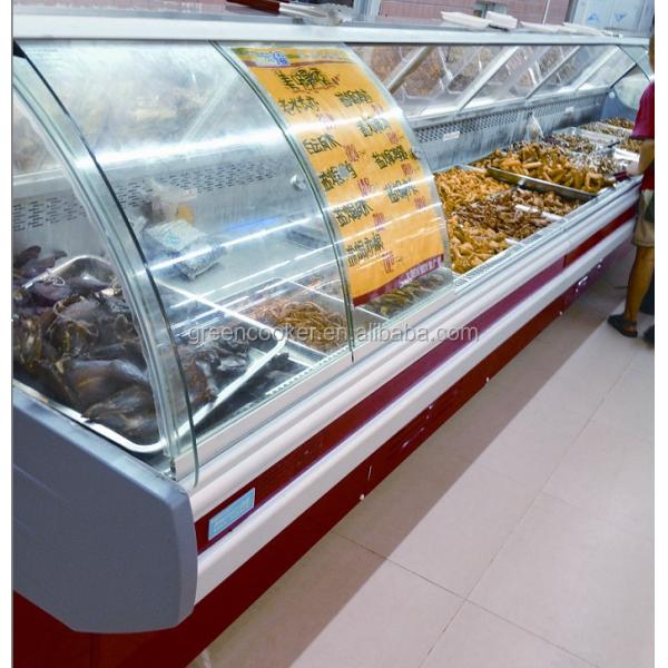 Рыба Мясо морепродукты Дисплейный стол холодильник Витрина для супермаркетов холодильник горизонтальный