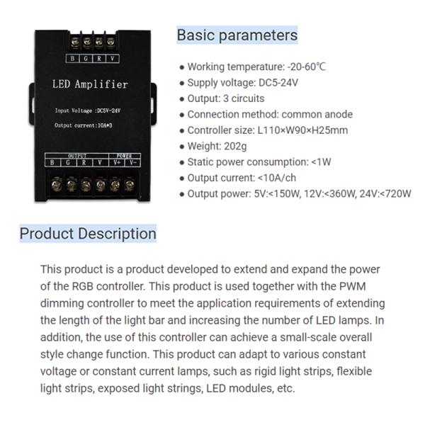 репитер прокладки СИД 30A 720W, усилитель СИД RGB для света прокладки СИД