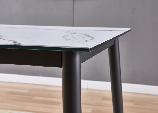 Marble Material 90cm 50kgs Black Metal Leg Dining Table