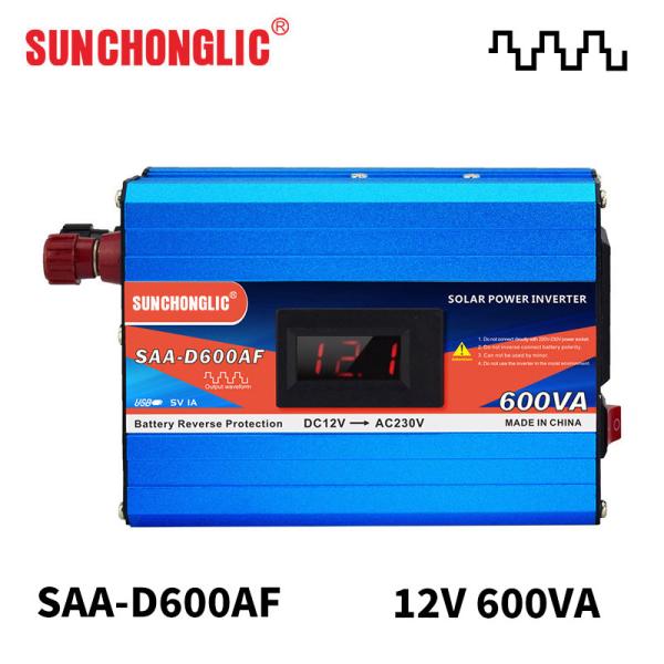 600VA 12V to 220V Modified Sine Wave Power Inverter with USB Charging for Solar Applications