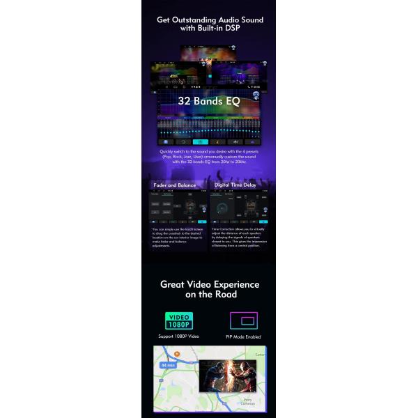 2 jugador de Android del coche del dinar 2+32g jugador universal de Android del coche de Mirrorlink de 9 pulgadas