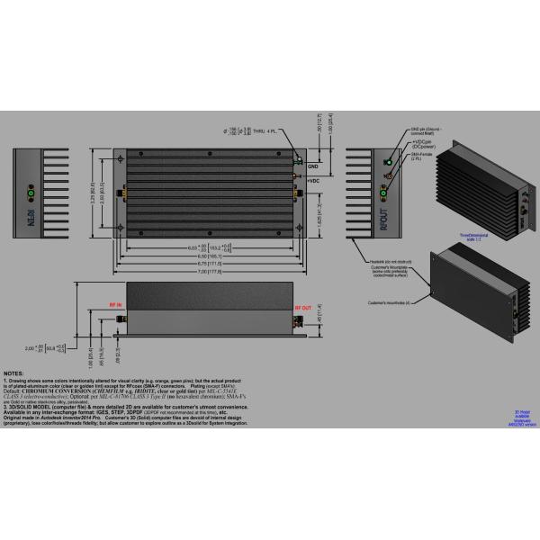 130 - 180 усилитель силы RF dBm Psat 44,5 усилителя силы диапазона MHz s широкополосный