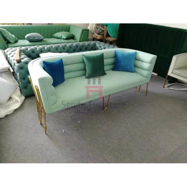 Stainless Steel Base Fabric Restaurant Bench Seating 210cm Length Arrowed Shaped