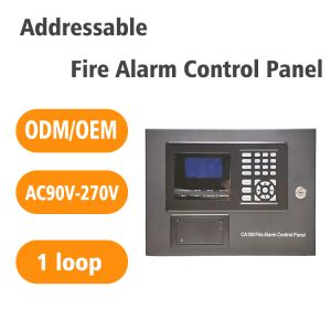 1 Loop Addressable Fire Alarm Control Panel 254 Devices CAN Bus AC220V LED Display Intelligent System Black Metal