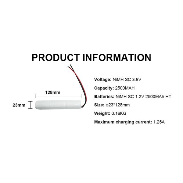 Customized Nickel Rechargeable Battery 3.6v 2500mah Battery