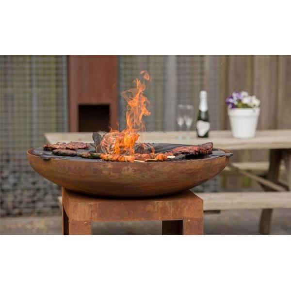 Modern Outdoor Kitchen BBQ Grill Corten Steel Barbecue Plancha Fire Bowl