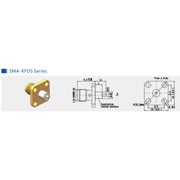 High Performance SMA RF Connector Female 4 Holes Flange Mount RF Coaxial Connector