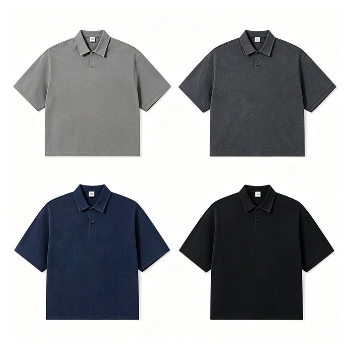 Short Sleeve Men's Custom Polo Shirts Snowflake Wash Retro Polo Shirt 280GSM
