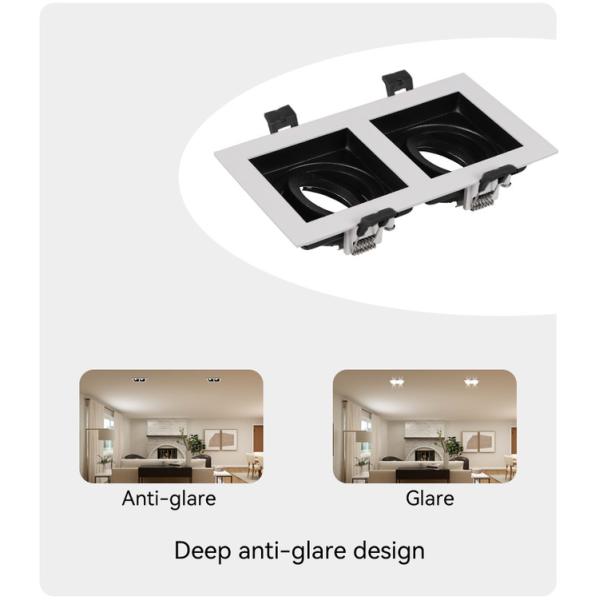 Dual-head GU10 MR16 Commercial Adjustable Recessed Spotlight Downlight Frame