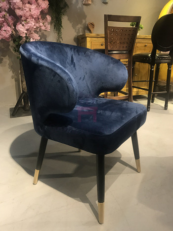 Upholstered Velvet Armrests  Wooden Dining Chairs With Gold Electroplating Feet
