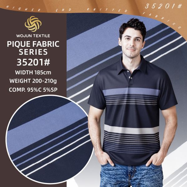 Striped Cotton Pique Fabric: 185cm Wide Stretch for Modern Preppy