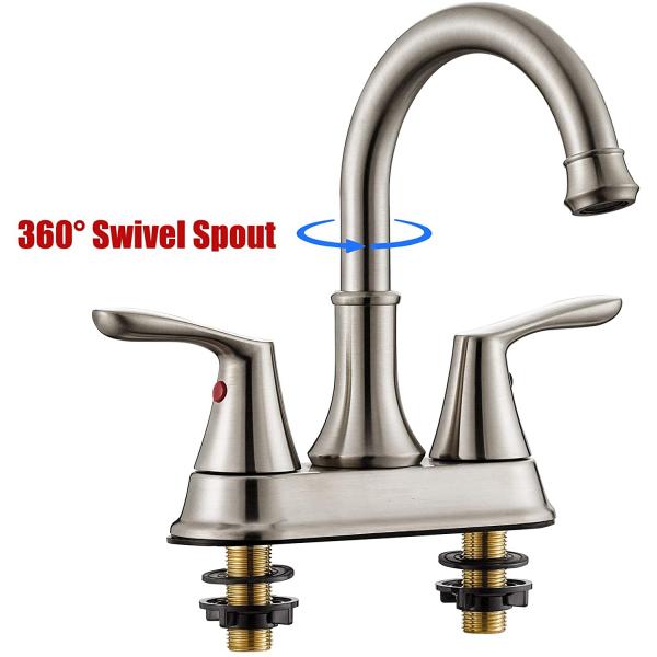 4'' High Arc Centerset Bathroom Faucet In Satin Nickel Matte Black