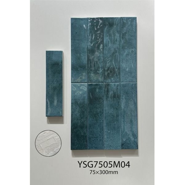 Antibacterial Green 75x300mm Glossy Inside Ceramic Wall Tiles For Dining Room and Office