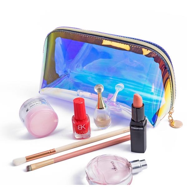 Polychrome Cosmetic Bag Transparent Holographic Fabric
