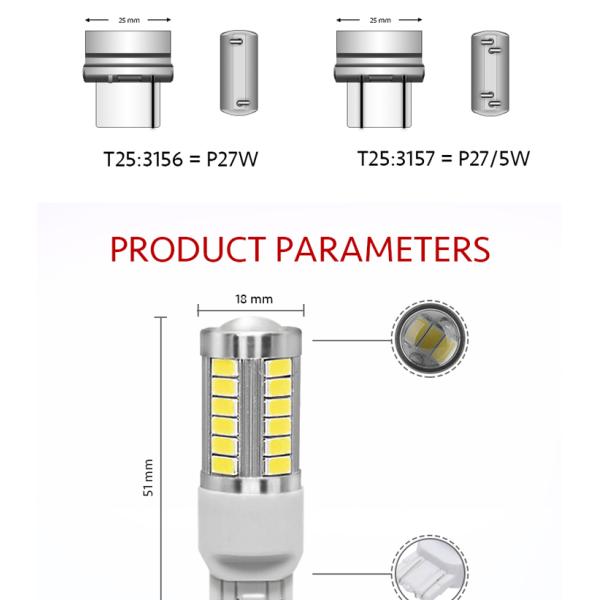 Car Brake Light 1156 BA15S 1157 BAY15D P21W 33 LED 5630 3157 7440 7443 SMD Car Tail Bulb Brake Lights Auto Reverse Lamp