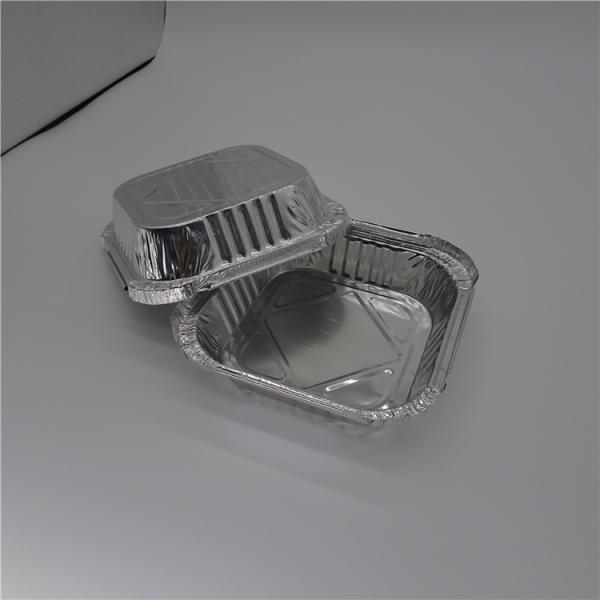 Heavy-duty aluminum foil food container with plastic cover aluminium food packing box
