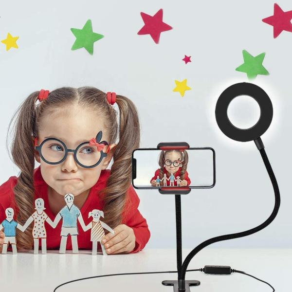 Camera Desk Lamp Gooseneck Led Selfie Photography Heavy Duty Flex Arm 2700K 77cm