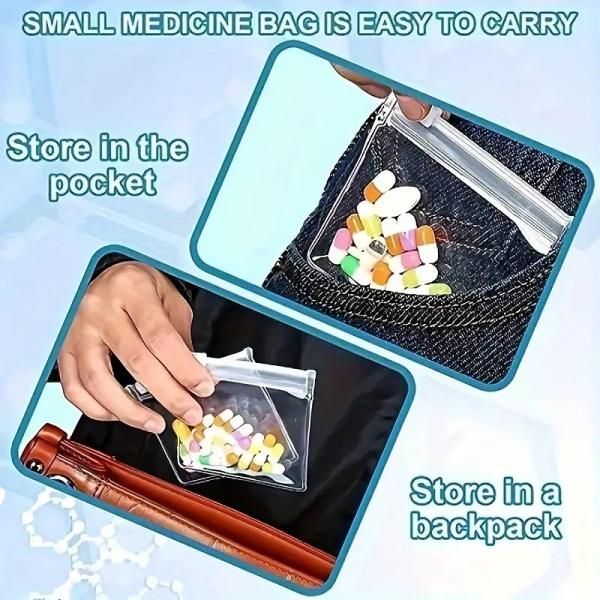 5/10/20pcs Pill Pouch Bags Zippered Reusable Clear Self Sealing Travel Medicine Storage