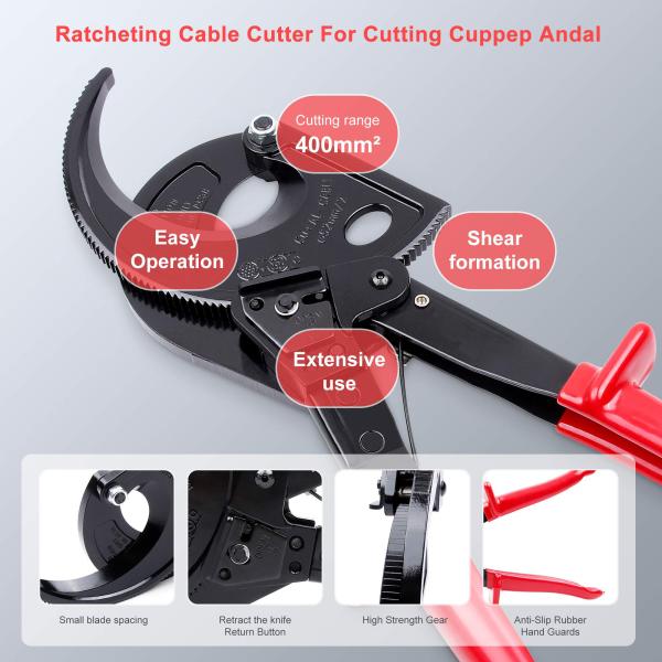 Alloy Portable Hand Ratchet Cutters , Durable Ratchet Cable Cutter 400mm