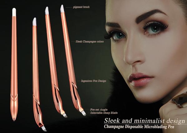 Luxury Champagne Sleek Disposable microblading Pen For Eyeliner with Pigment Brush
