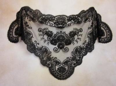Black  Spanish style veils and mantilla Catholic chapel lace - Mid-size