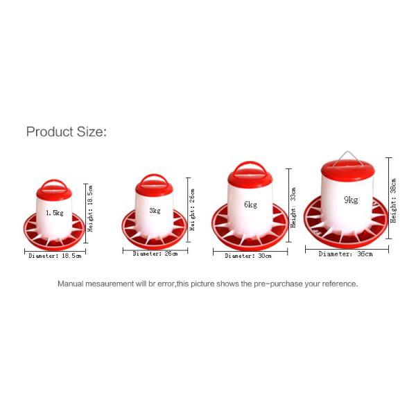 Poultry Pan Bucket 3kg 6kg Plastic Chicken Feeder For Water Drinker